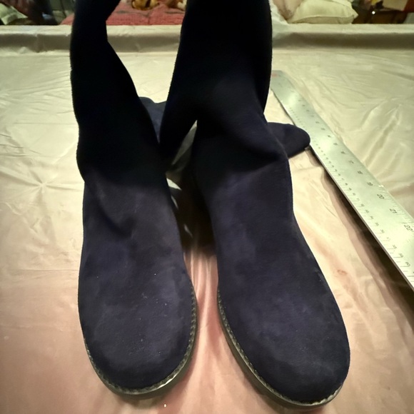 NWOT Stuart Weitzman Navy Blue Suede/Black Over-the-Knee 5050 Boots Size 6 $895 - Picture 6 of 12